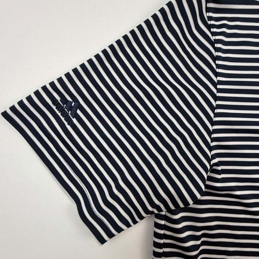 Adidas Whistling Straits Mens Navy Blue White Striped Golf Polo Shirt Size M - Picture 5 of 10